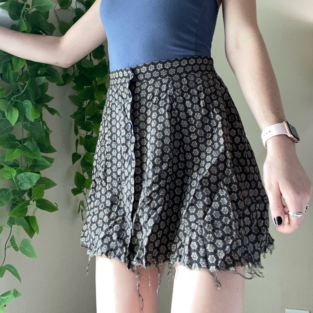 Self cut button down skirt, brown& tan/size small